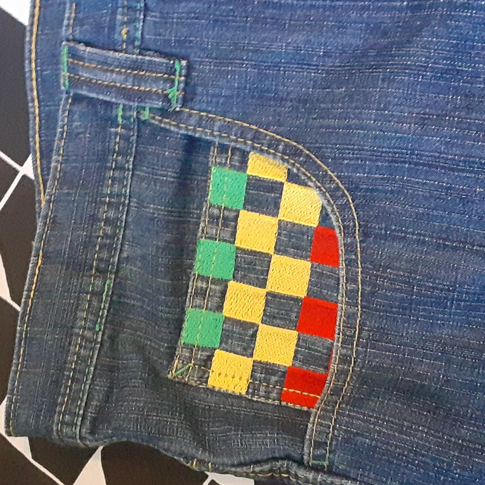 Tool Jean's, colorful checkerboard pockets,  size 44 - Picture 4 of 14